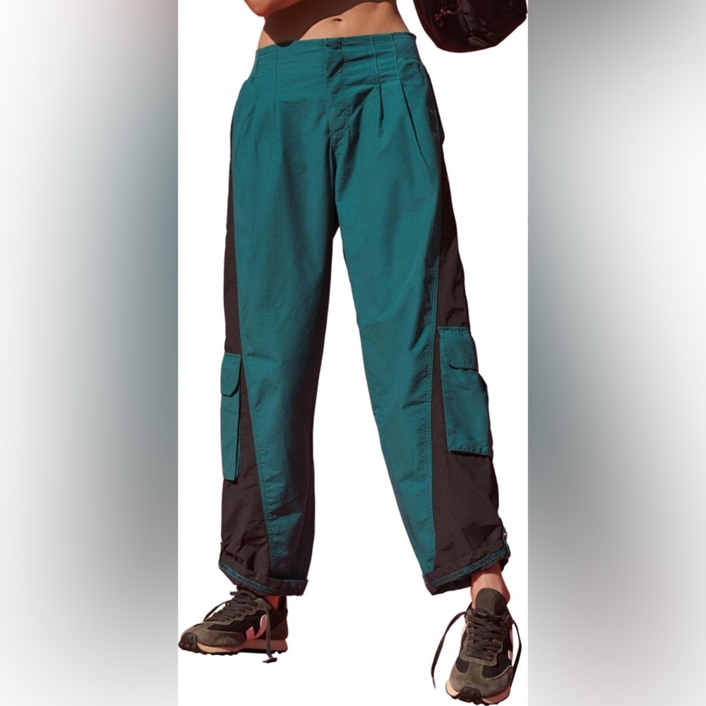 Free People FP Movement Button Fly Cargo Pants - Teal, size L